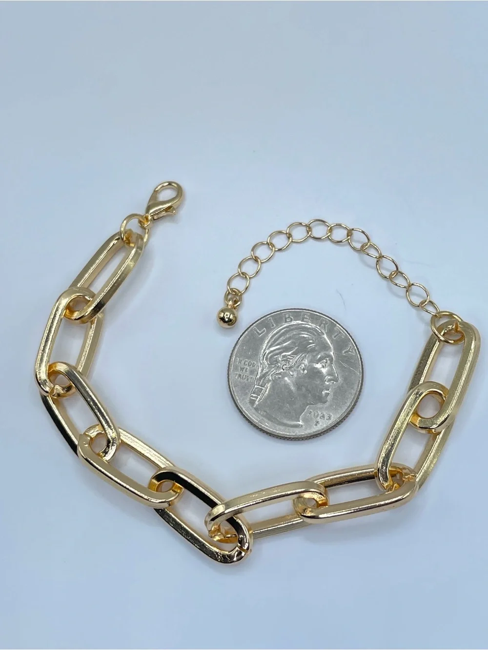Gold Oval Link Paperclip Chain Bracelet Statement Boho Glam